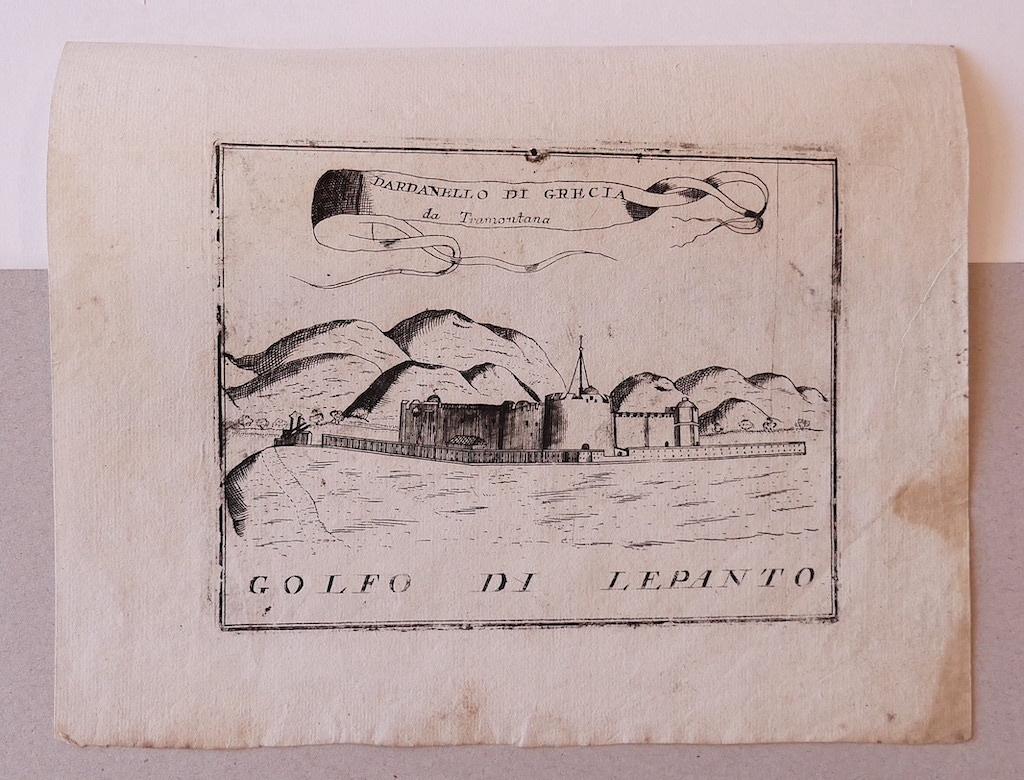 Huile du golfe de Lepanto - gravure - XVIIIe siècle - Print de Unknown