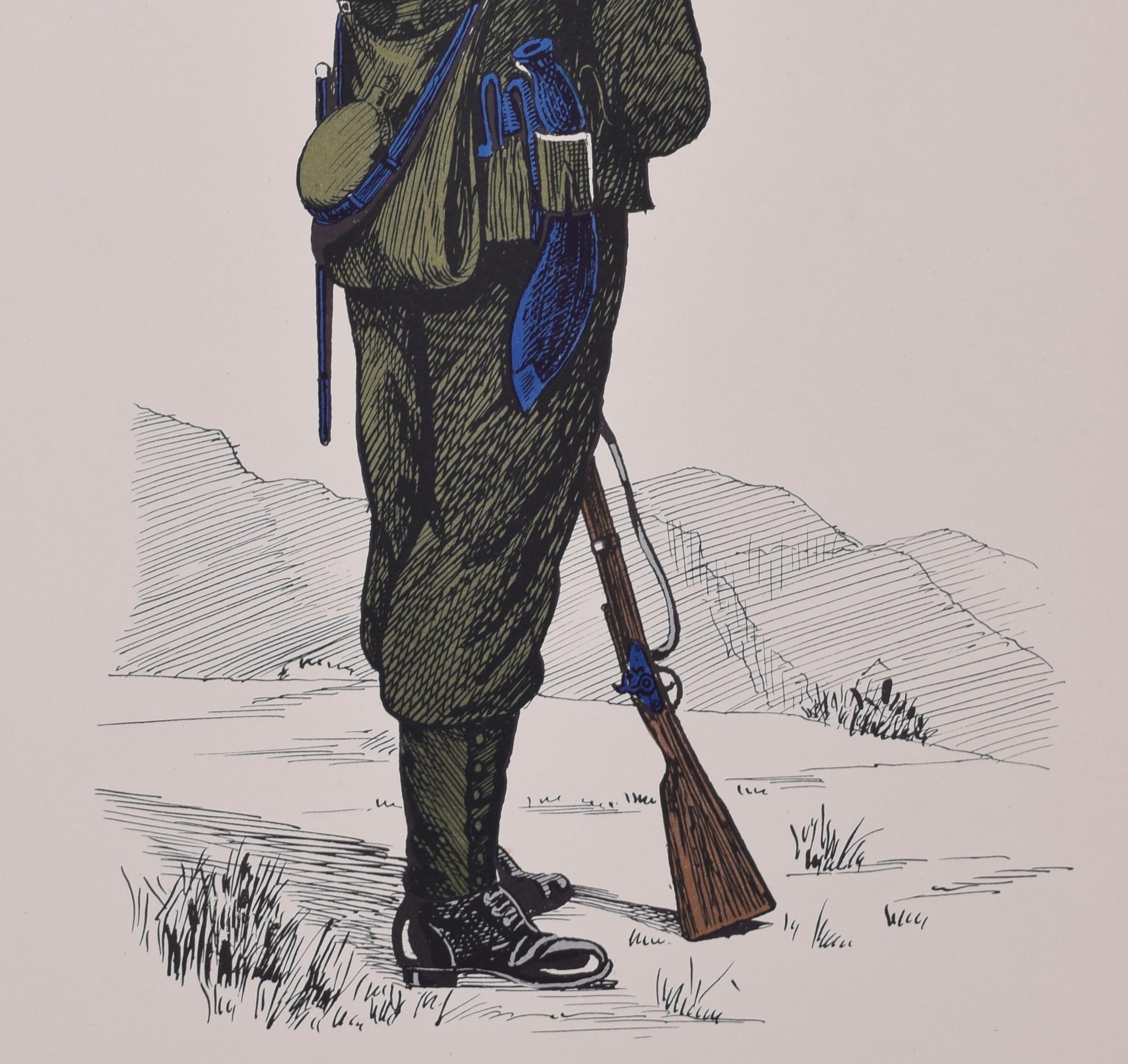 9. bengalische Infanterie (Gurkha) Gefreiter 1890 Uniform
Lithographie
50 x 31 cm

Produziert für das Institute of Army Education. Gedruckt für das HM Stationery Office von I A Limited, Southall 51.

Diese Plakate wurden vom Institut für