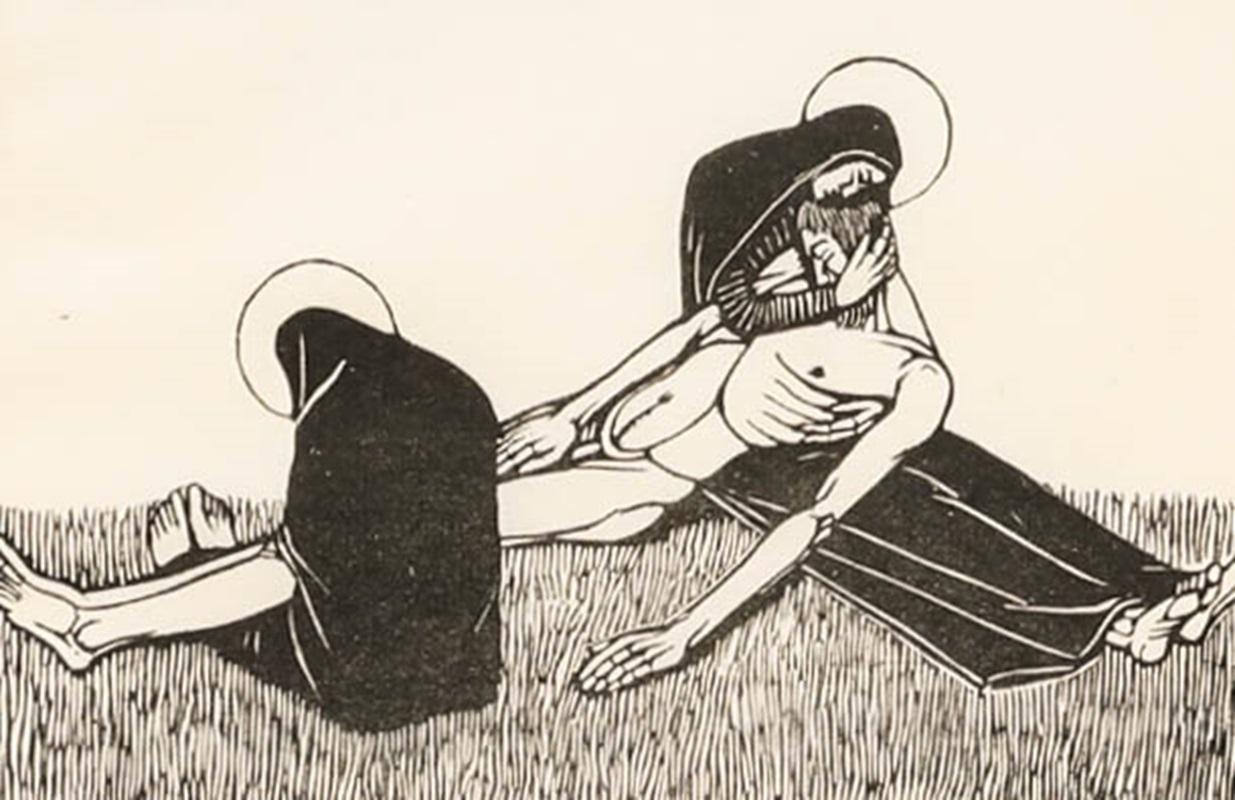 Gwendolen Raverat (1885-1957) - Framed 1912 Woodcut, Pieta - Print by Unknown