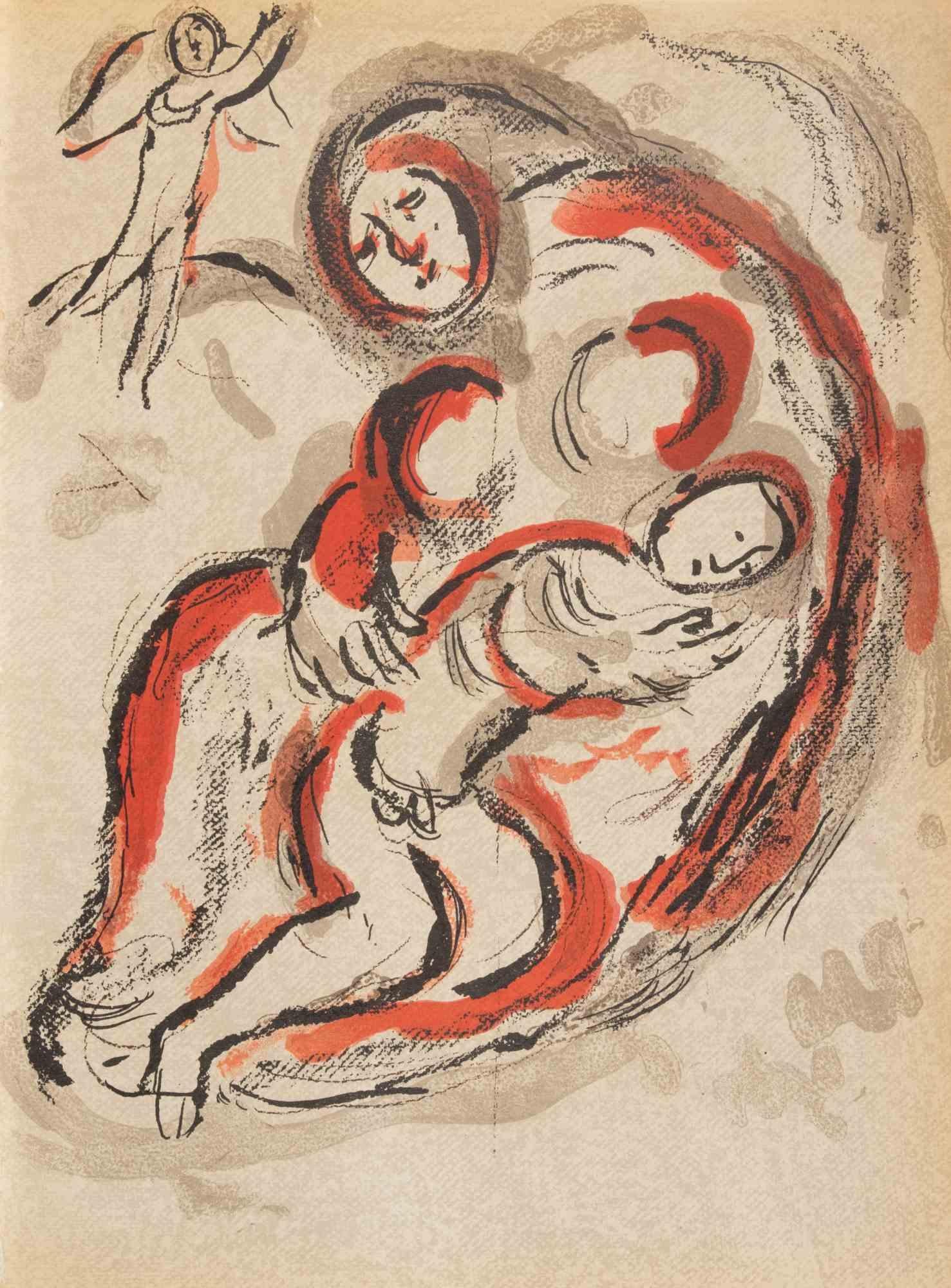 Unknown Figurative Print - Hagaer in the Desert - Lithograph by Marc Chagall - 1960
