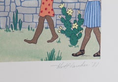 Haitian Village, Folk Art Screenprint by Jack Hofflander