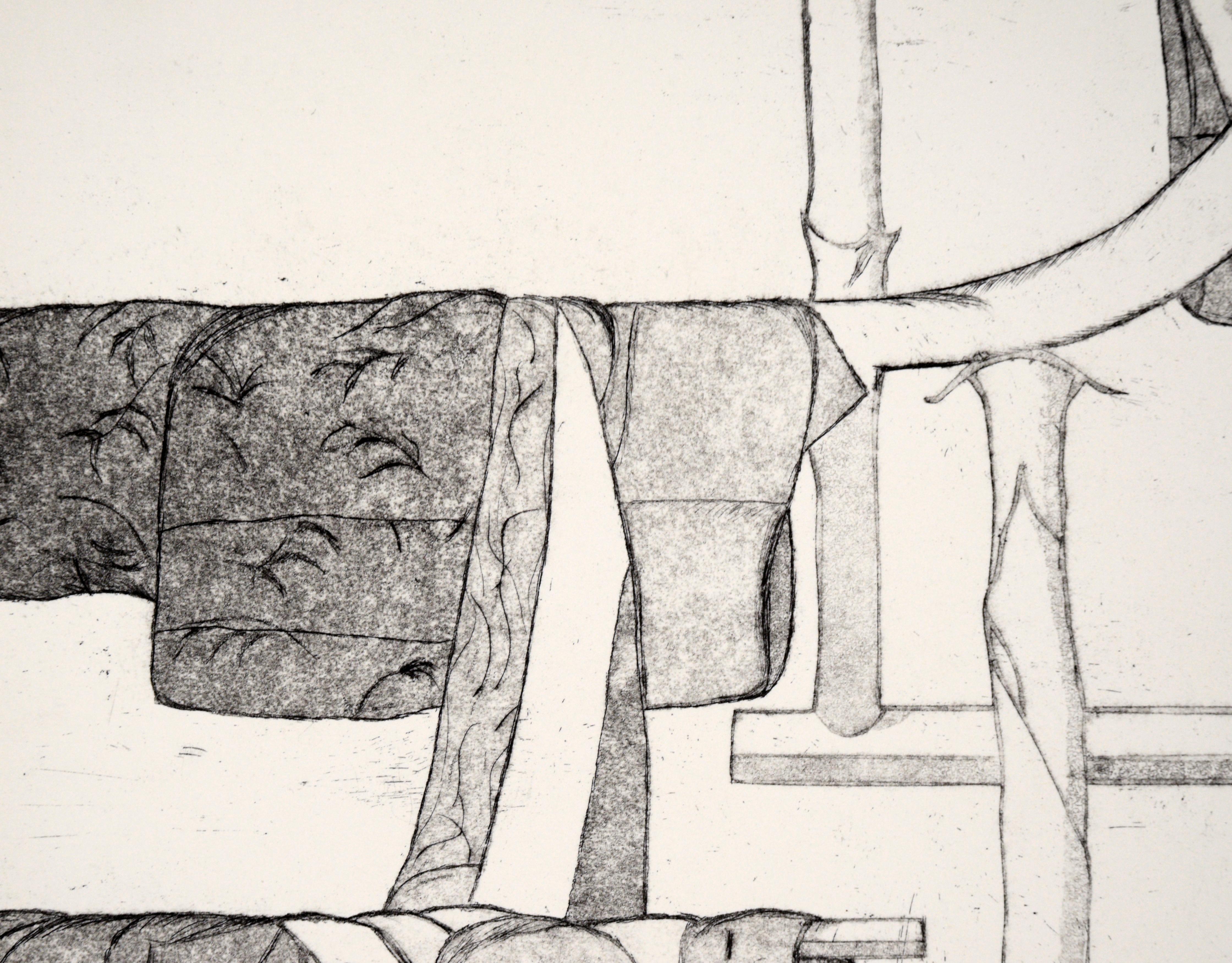 Colgar tela para secar - Aguafuerte sobre papel (#8/15) - Print Contemporáneo de Unknown