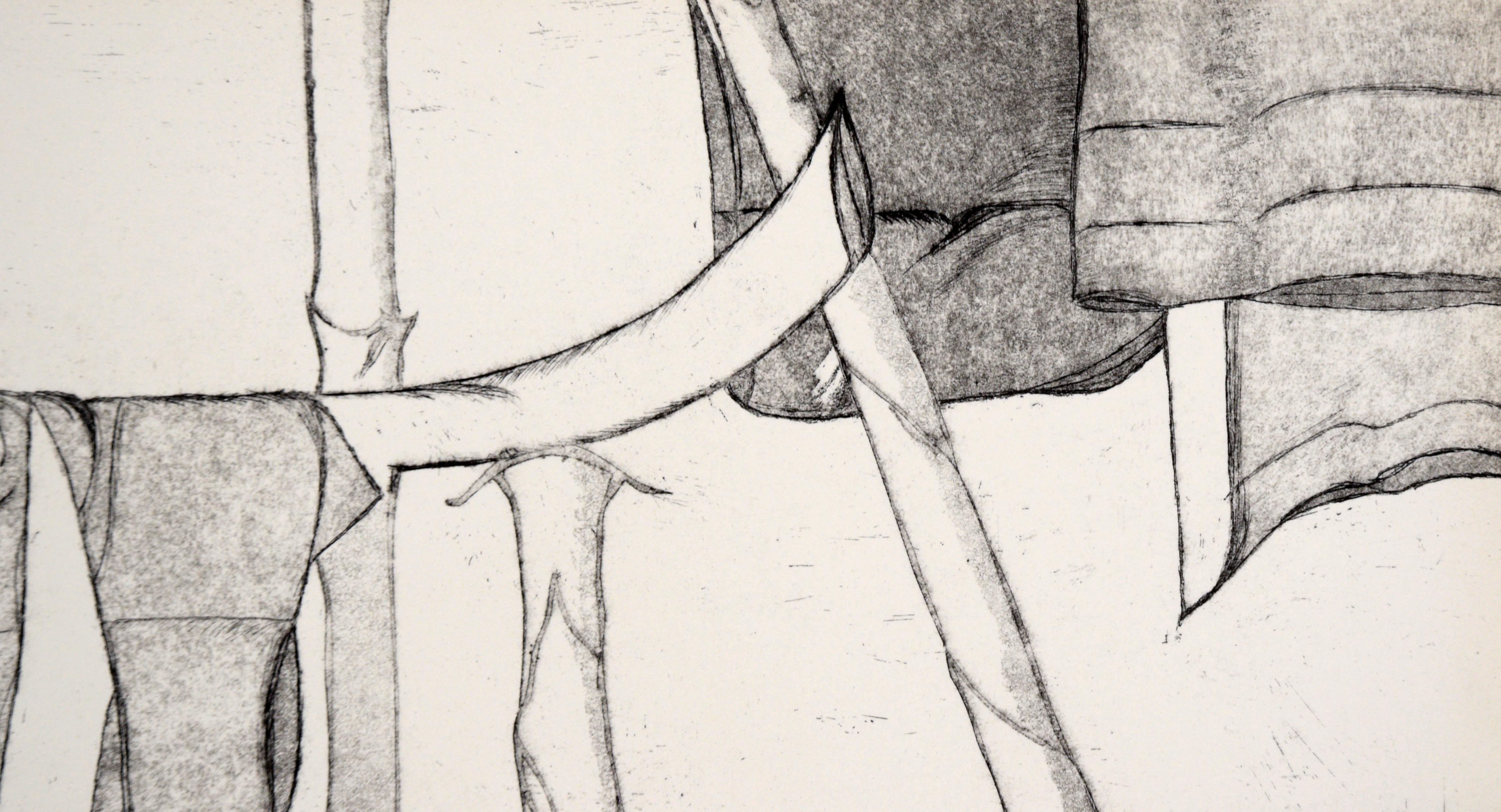 Hängestuch zum Trocknen – Radierung auf Papier (#8/15) (Grau), Still-Life Print, von Unknown