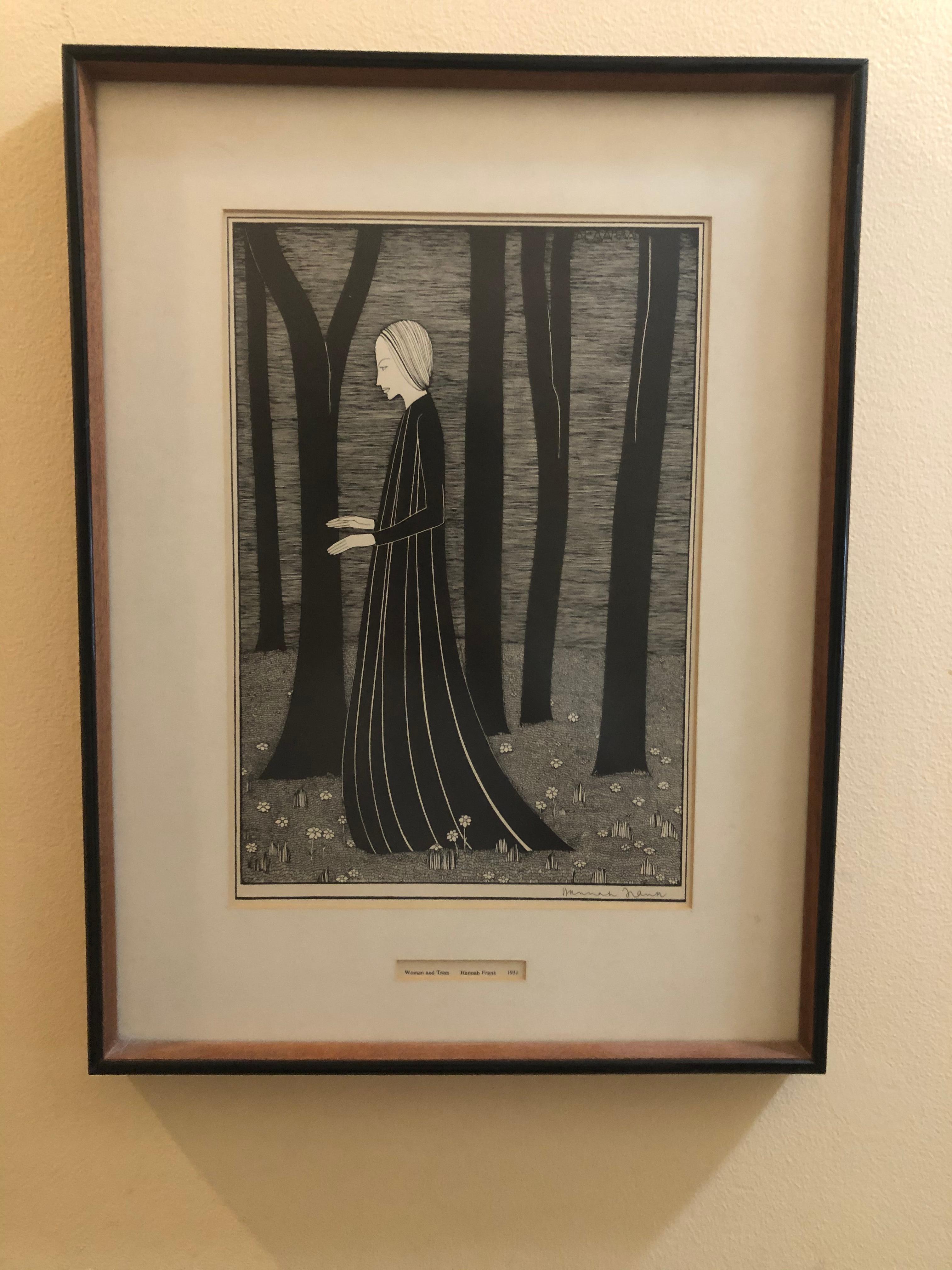 Hannah Frank Frau und Bäume – Print von Unknown