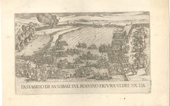 Hannibal Crossing the Rone - Original Etching - 16th Century