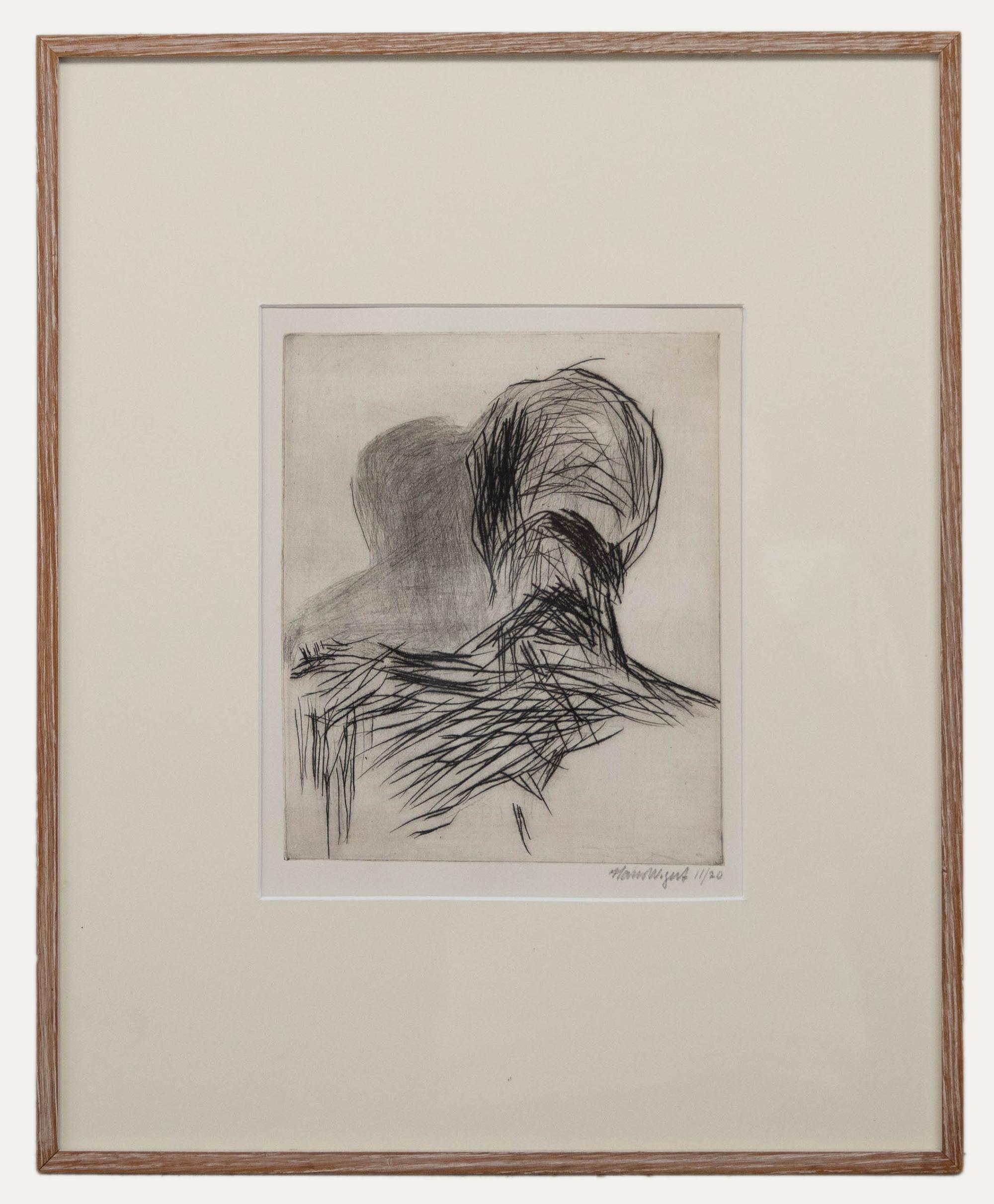 Unknown Portrait Print - Hans Wigert (1932-2015) - 20th Century Etching, Skuggan
