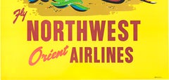 Hawaii Northwest Orient Airlines original vintage travel poster
