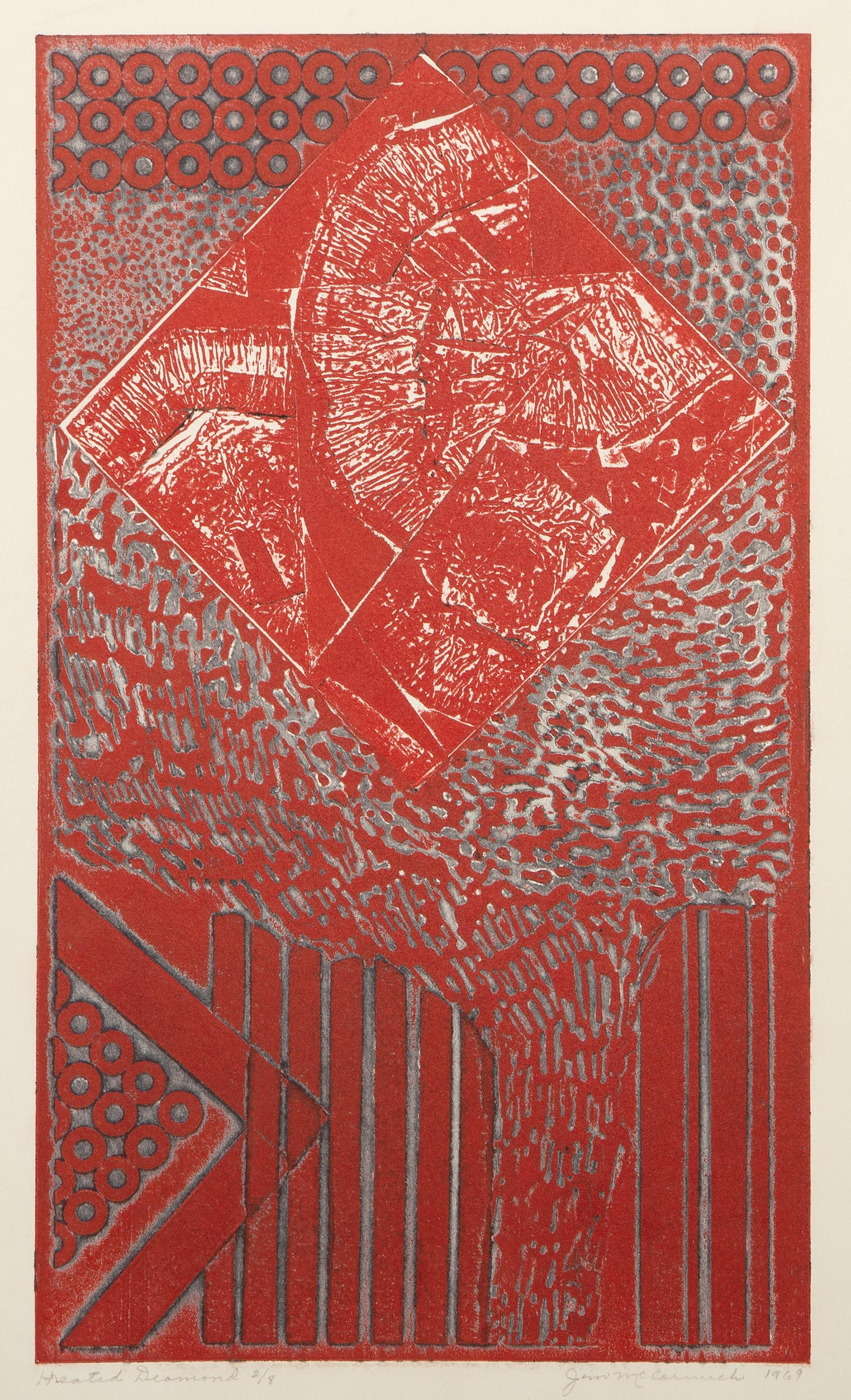 Abstract Print di JIm McCormick - Diamante riscaldato, acquaforte espressionista astratta di Jim McCormick