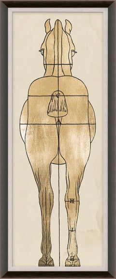 Helford Horse, rear view, gold leaf, framed