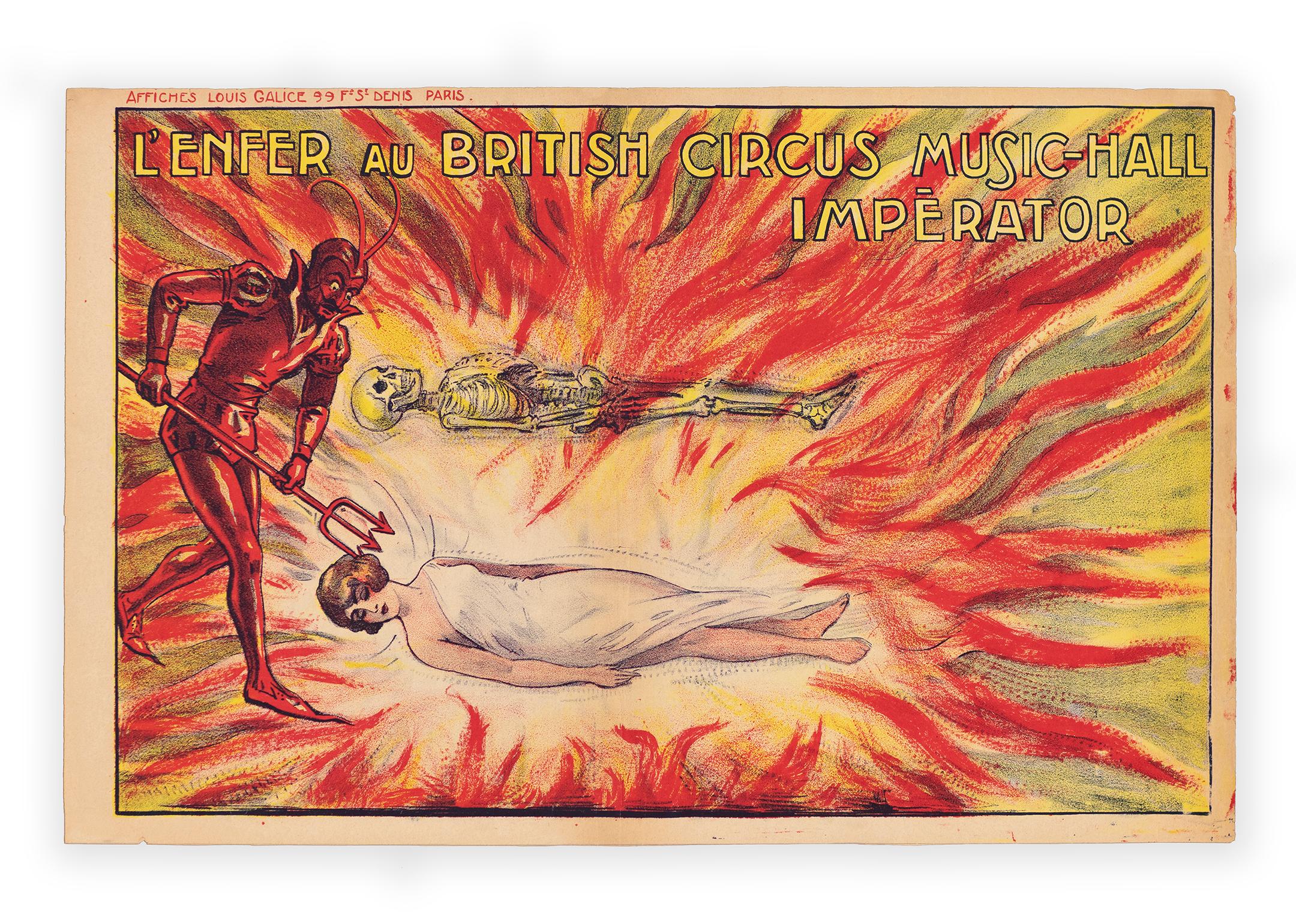 Hell at the British Circus Music-Hall Imperator, Devil magic poster c. 1915 - Print by Unknown