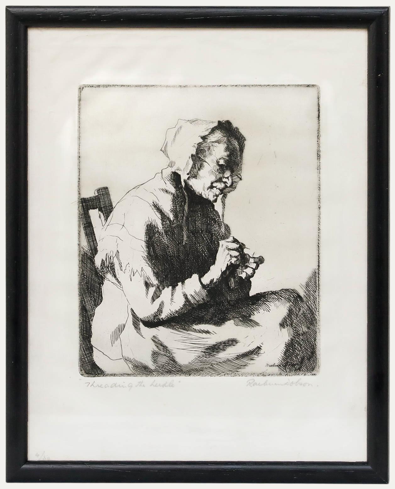 Unknown Portrait Print - Henry Raeburn Dobson (1901-1985) - Framed Etching, Threading the Needle
