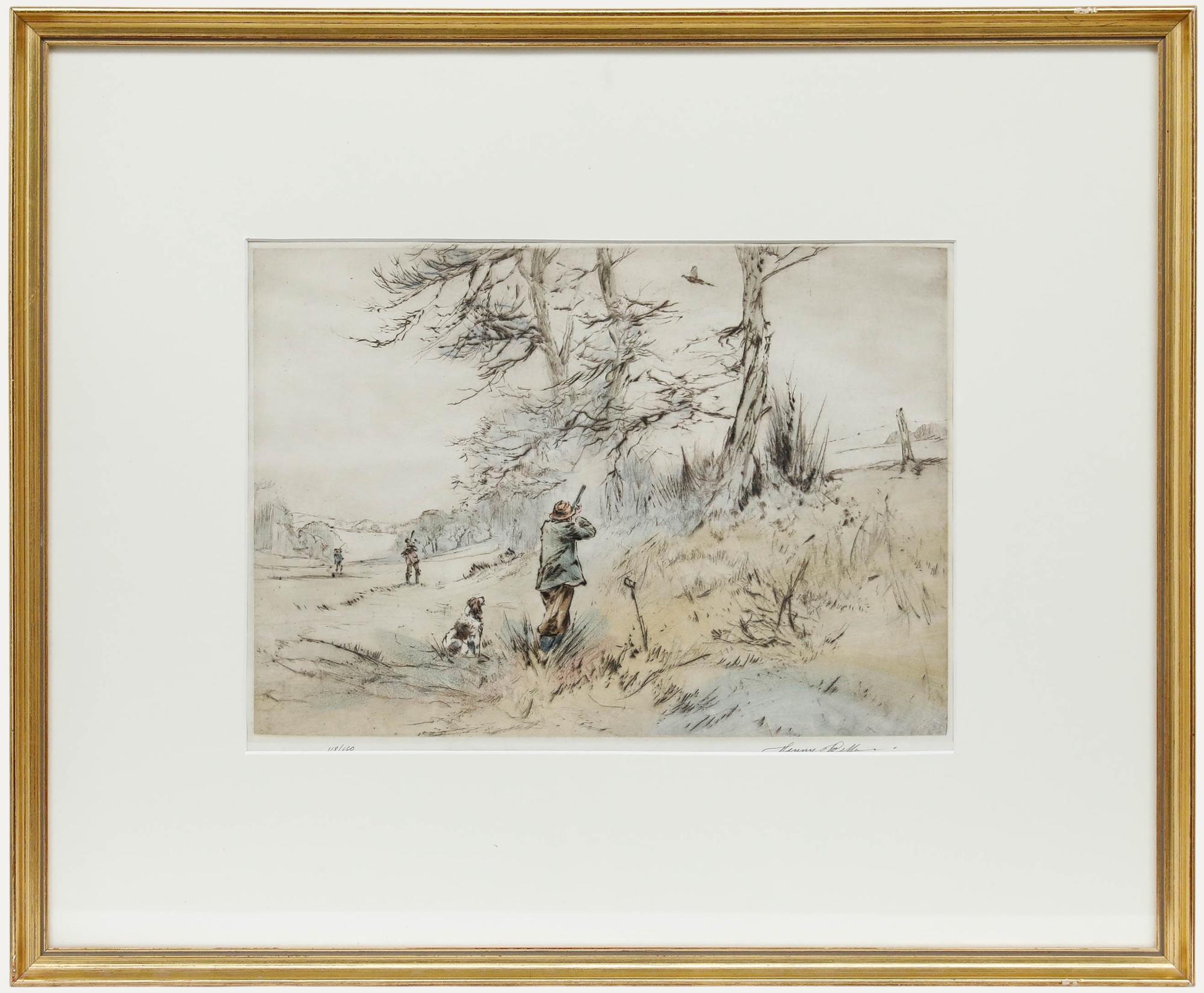 Henry Wilkinson RE (1921-2011) - Framed 20th Century Etching, Pheasant Shoot