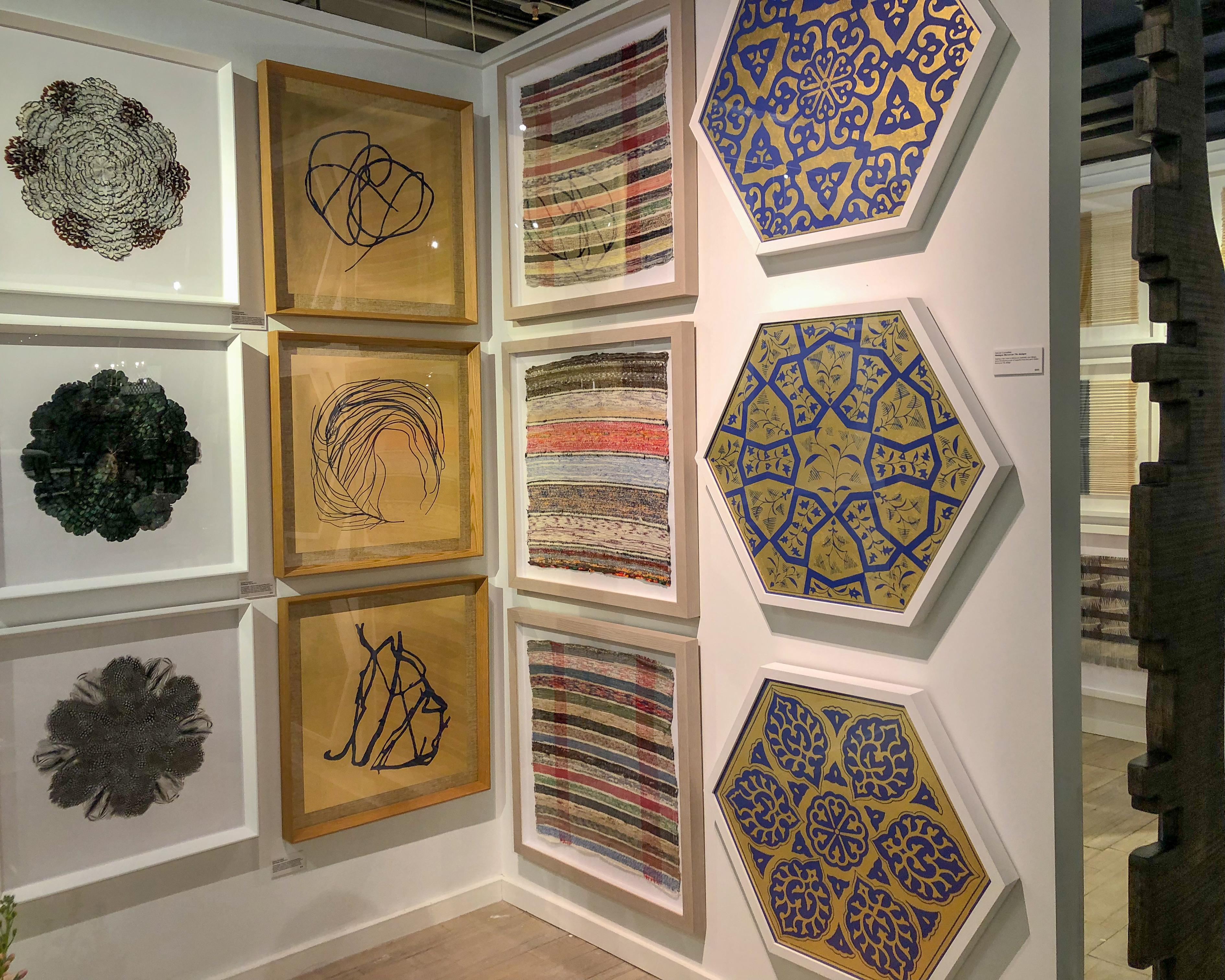 Hexagon Moroccan Tile Design No. 1, gold leaf, framed - Gold Print by Unknown