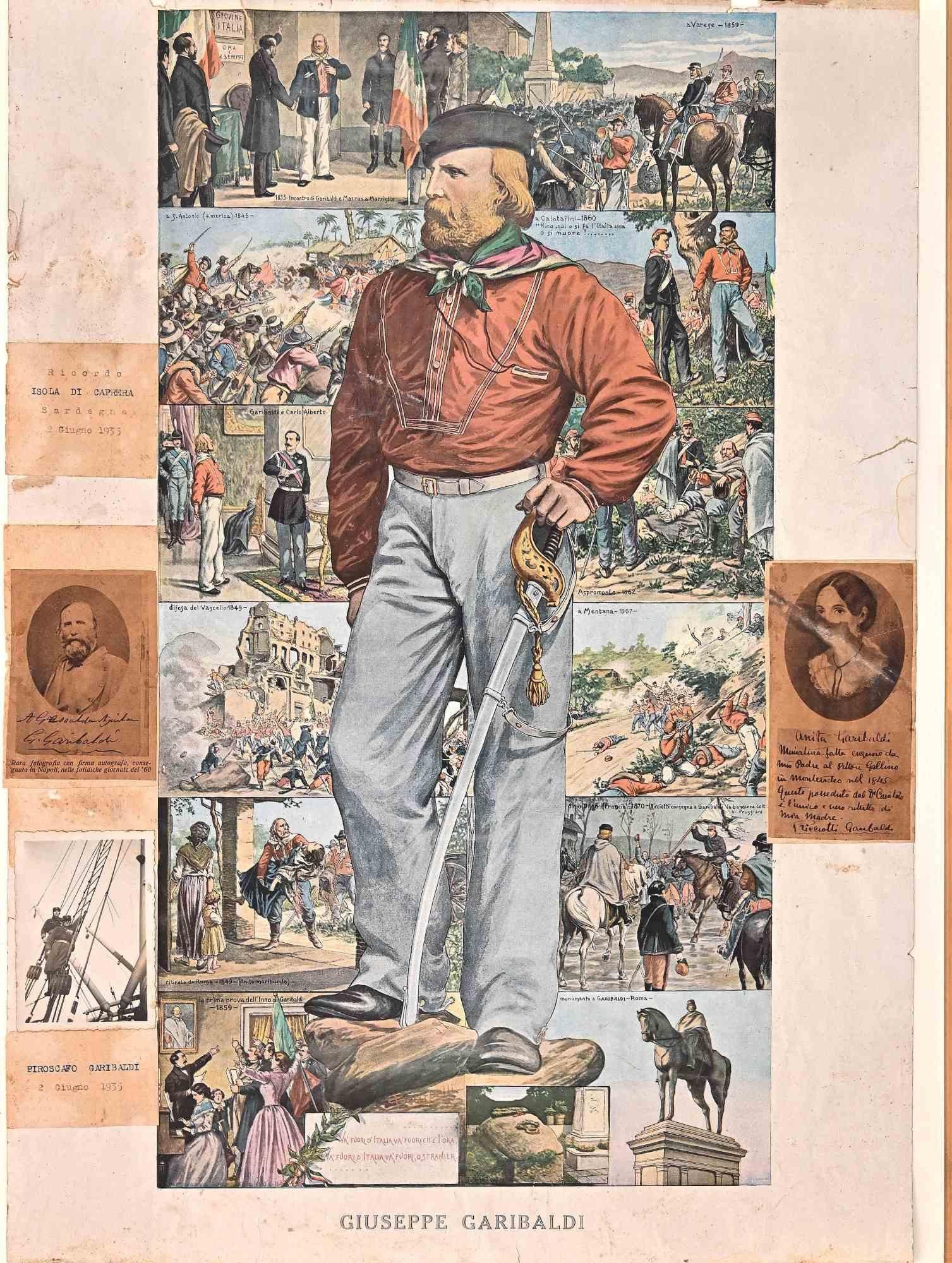 Unknown Figurative Print - History of Giuseppe Garibaldi - Photolithograph - 1935