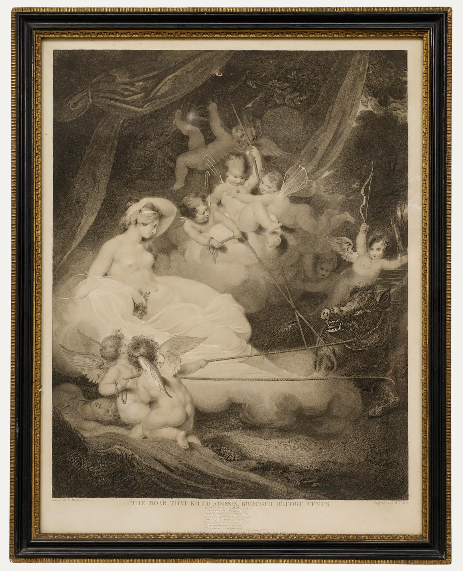 Unknown Figurative Print - Holl after Westall - 1802 Stipple Engraving, The Boar that Killed Adonis