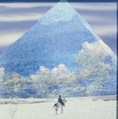 Cavaliere a cavallo presso la Grande Piramide di Giza, Stampa surrealista