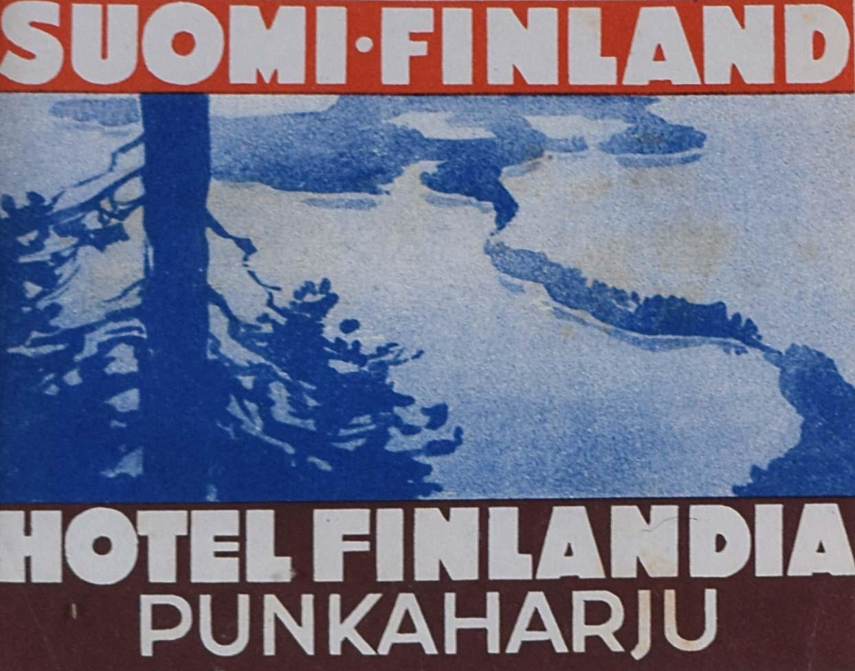 Hotel Finlandia Punkaharju Suomi Finland Original Vintage Luggage Label