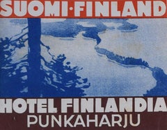 Hotel Finlandia Punkaharju Suomi Finland Original Retro Luggage Label