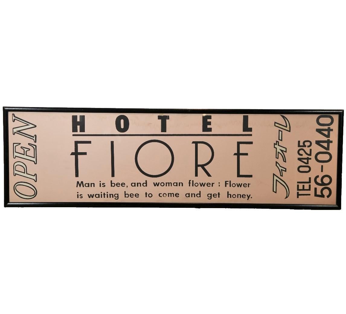 "Hotel Fiore" Pink 20th Century Sign - Art by Unknown