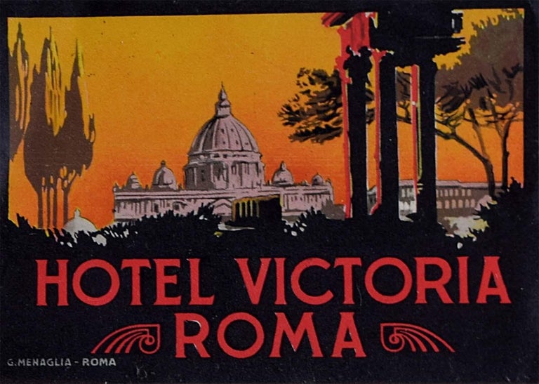 Unknown - Hotel Victoria Roma Rome Original Printed Luggage Label For ...