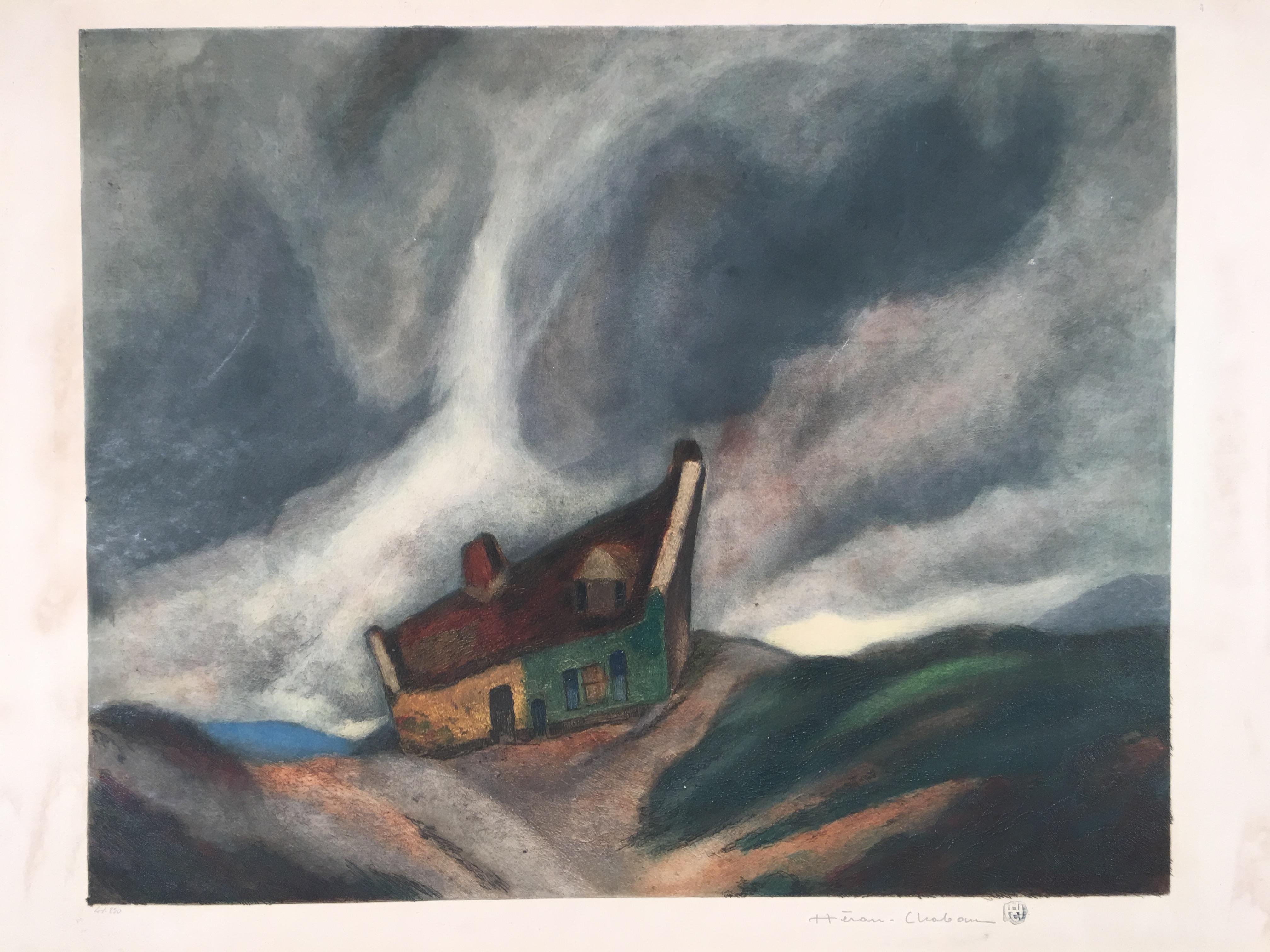 Unknown Landscape Print - House in a Storm 