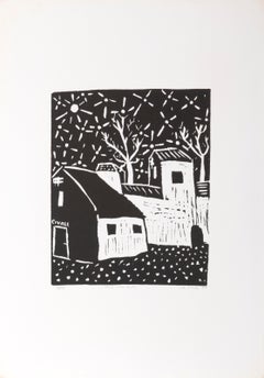 Houses in the Country, Modern Linocut by Biagio Civale