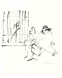 I am Innocent! -  Drawing on Paper by Mino Maccari - 1970s