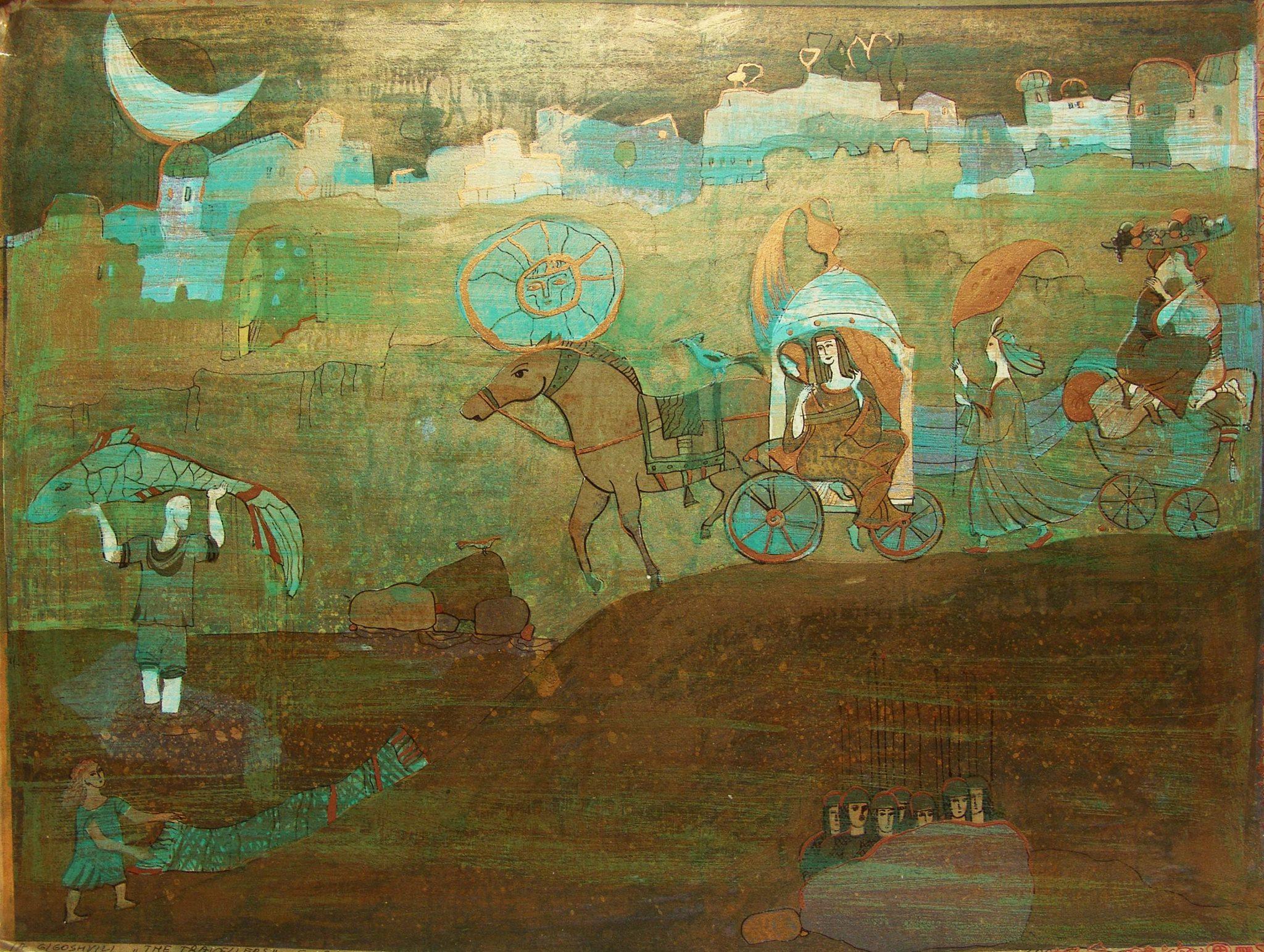 Ia Gigoshvili, "The Traveller", silkscreen, 58x76 