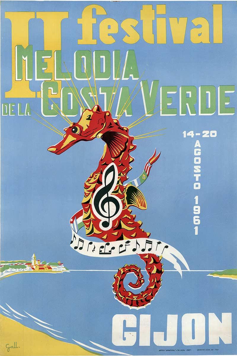 II Festival de la Melodia Costa Verde original vintage poster