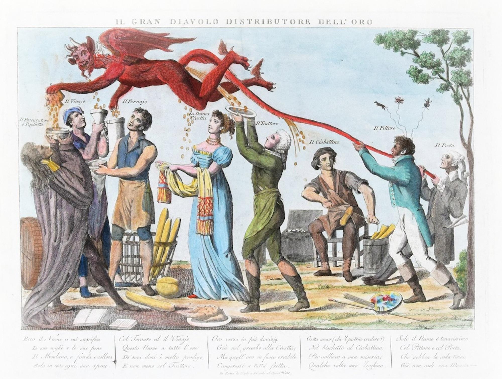 Il Gran Diavolo Distributore dell'Oro - Eau-forte 1815-1850