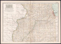 Illinois, Northern Part. USA. Century Atlas state antique vintage map