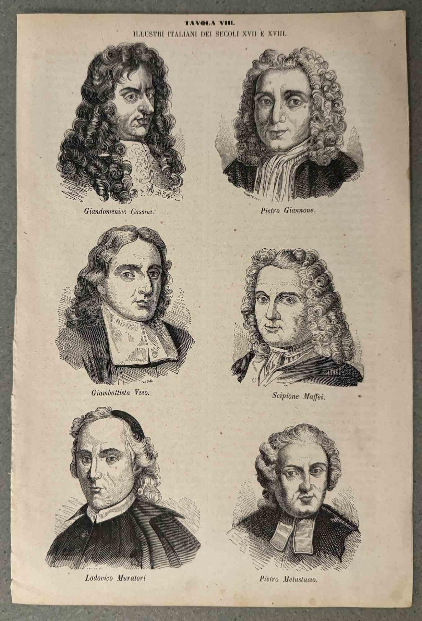 Unknown Figurative Print - Illustrious Italians of the 17th - 18th Century - Lithograph - 1862