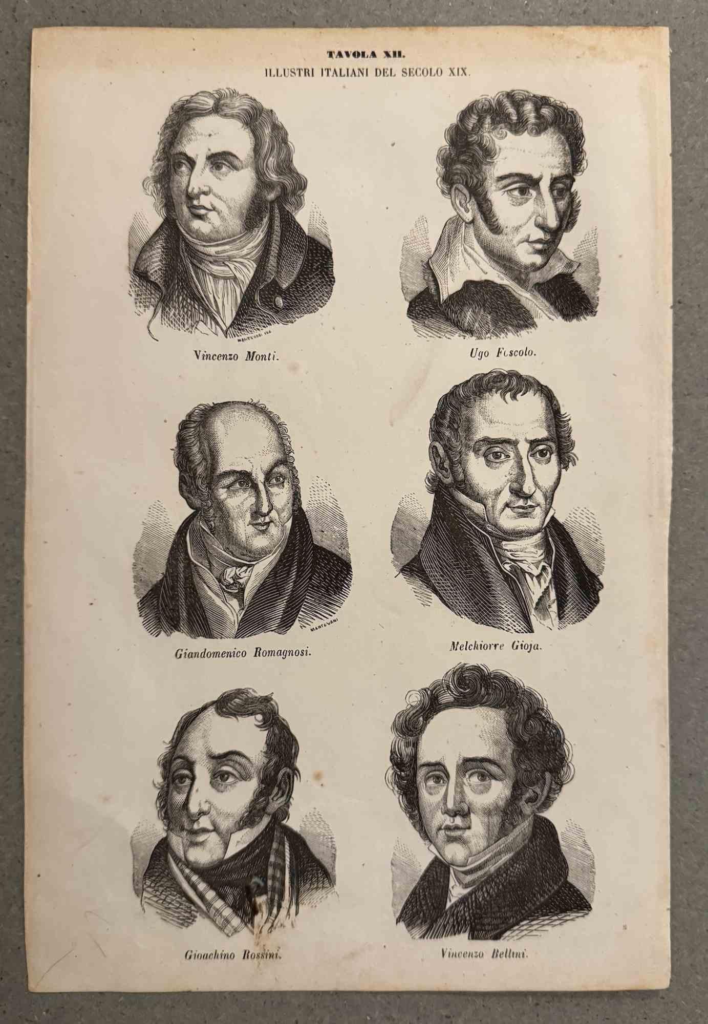 Unknown Figurative Print - Illustrious Italians of the 19th Century - Lithograph - 1862