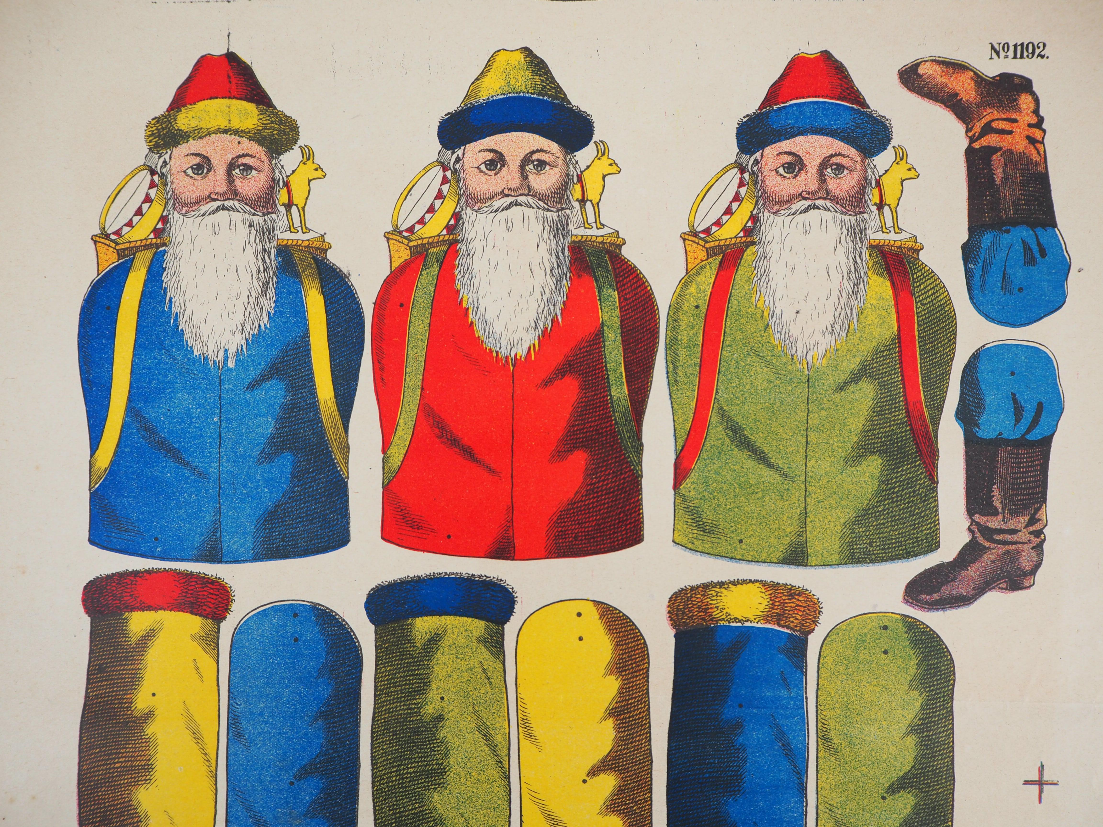 Imagerie de Wissembourg - Christmas Santa Claus - Lithograph and stencil - 1906 - Print by Unknown
