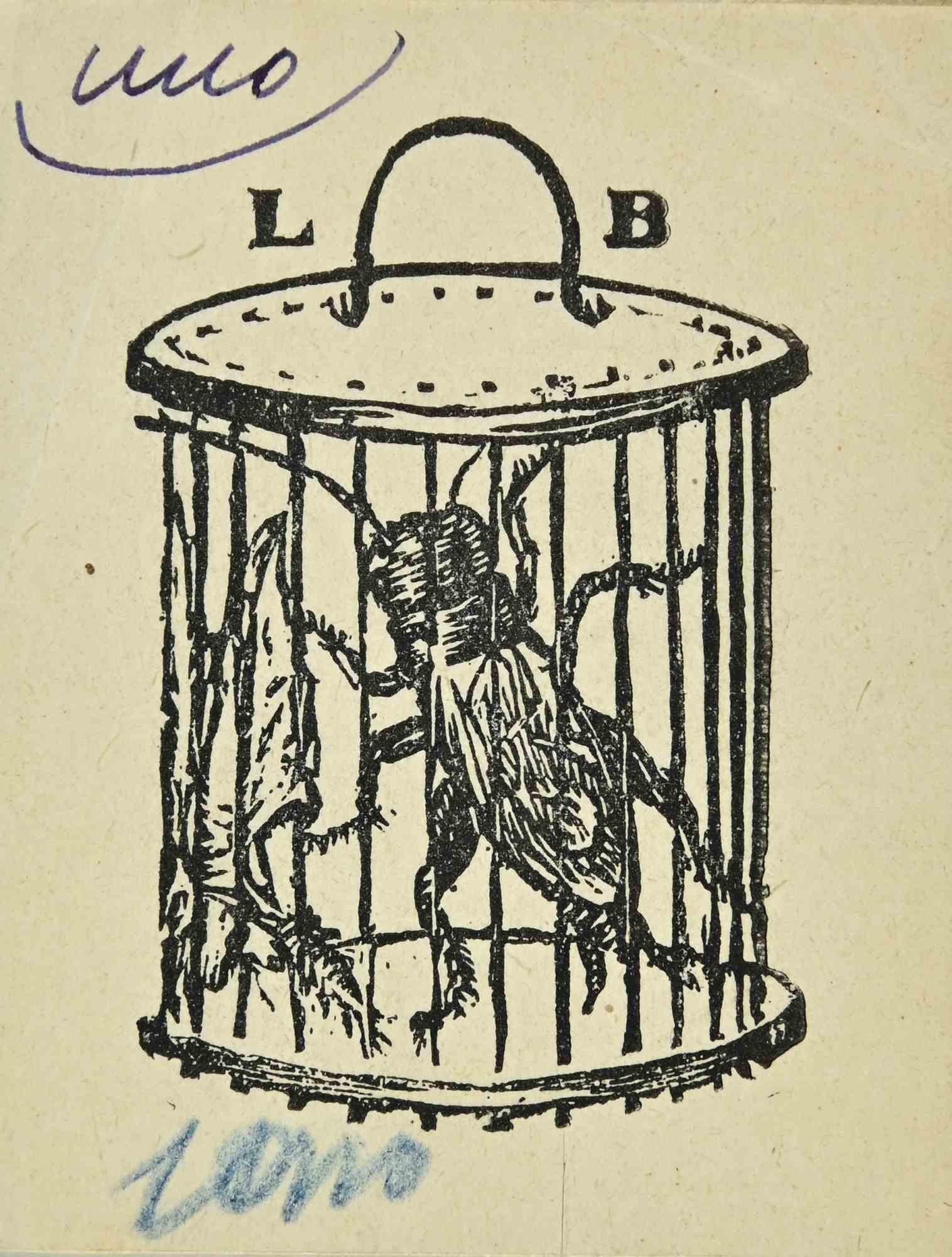 Unknown Figurative Print - In the Cage - Woodcut - Early 20th Century