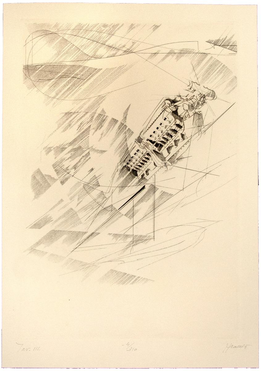 Abstract Print Unknown - Dans l'espace - gravure originale - fin du XXe siècle