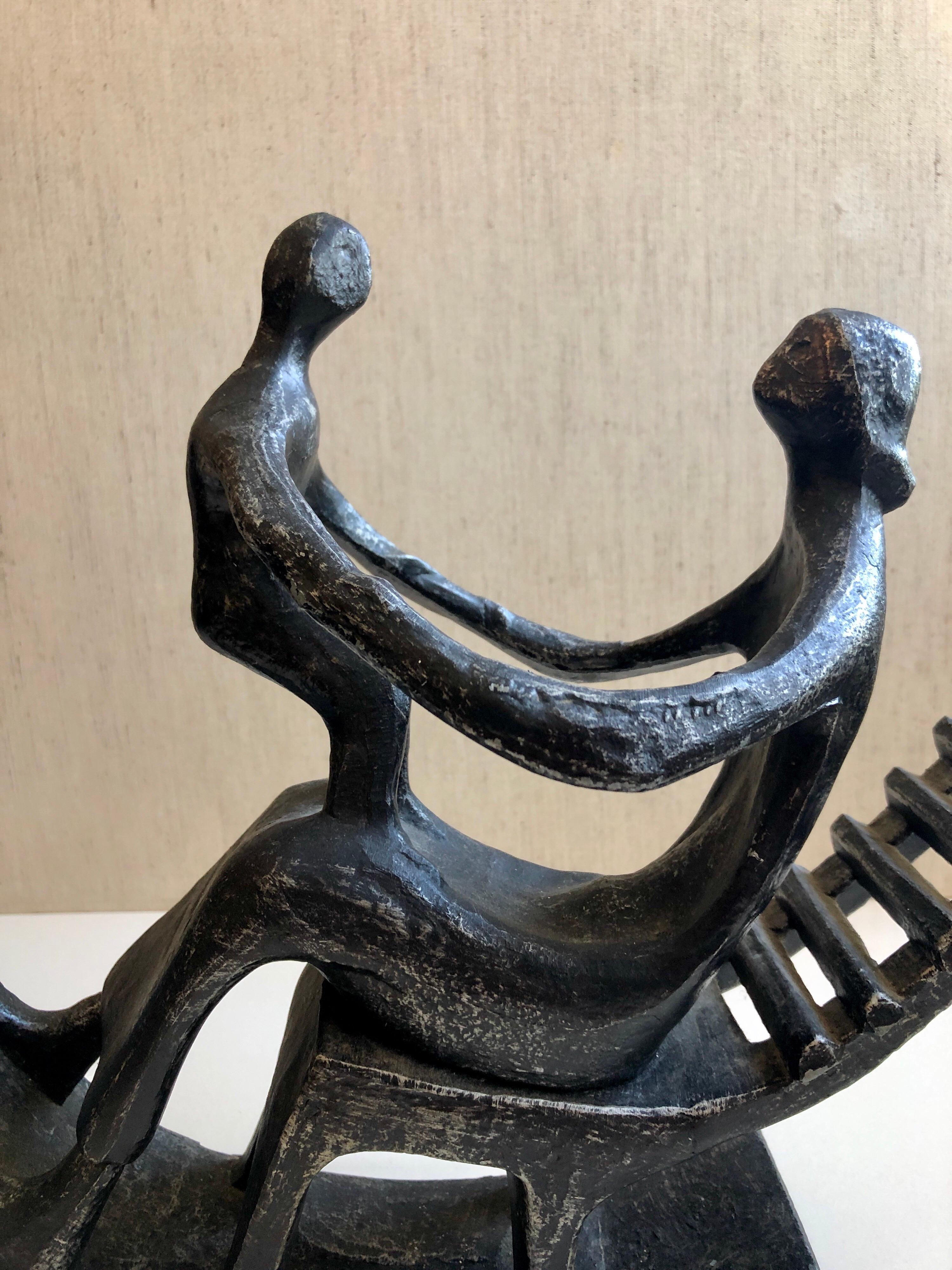 In the style of Henry Moore, Mother and Child in Rocking Chair  For Sale 2