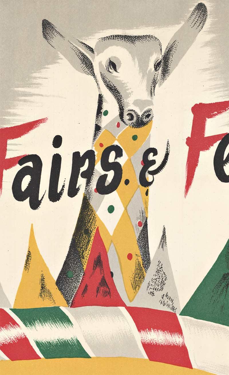 Indien  Feasts of Fairs & Festival Original farbenfrohes Vintage-Reiseplakat – Print von Unknown