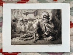 India Rare Edition 25/75 Engraving In the Bazaar Bijapur 1929 W Bagdatopolus