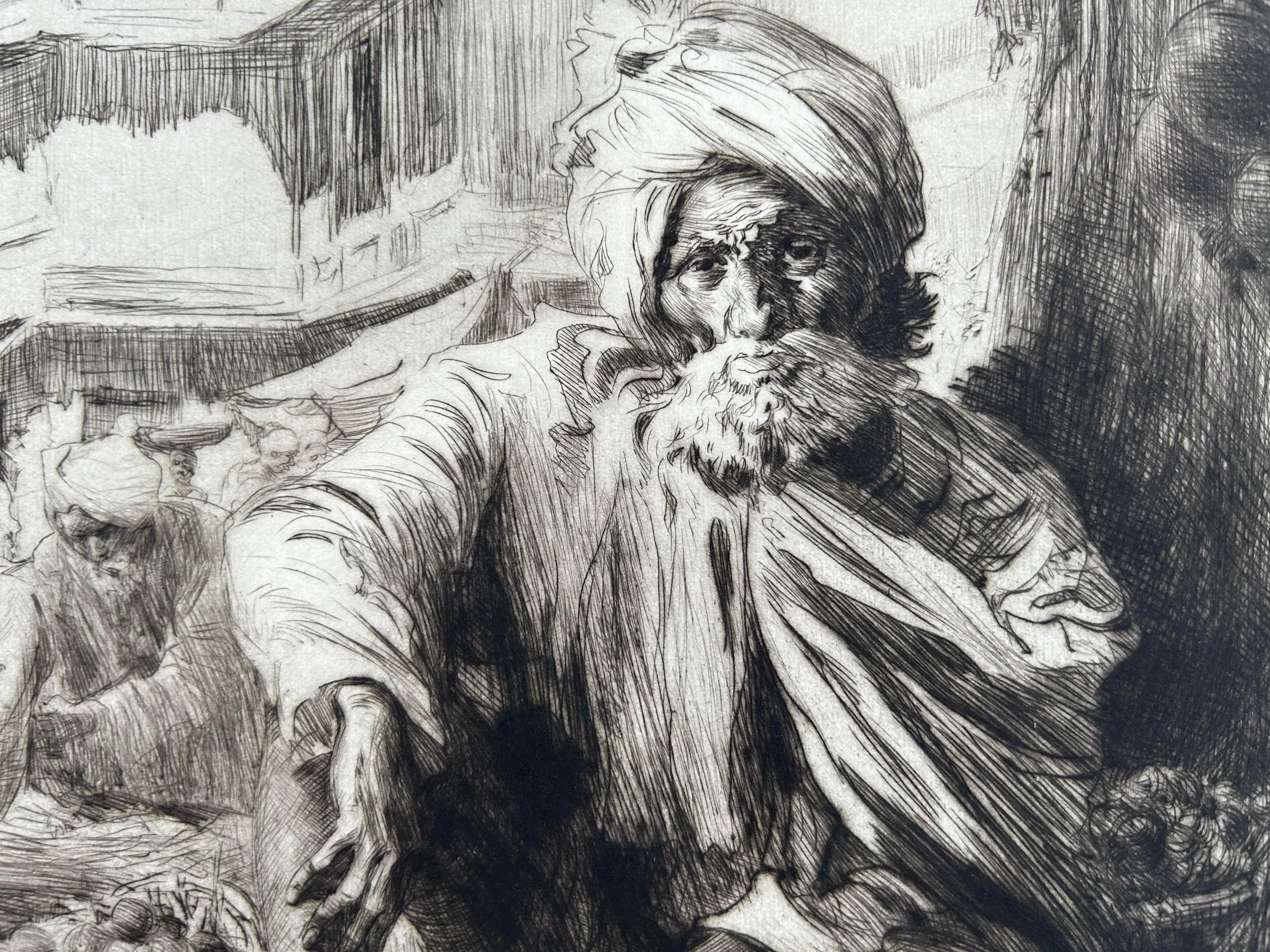 
Artist: William Bagdatopoulos
In the Bazaar, Bijapur, c 1929
Medium: Engraving
Edition 25/75
Image Size: 21 x 30 cm
Paper Size: 29 x40  cm

A fabulous and very rare image. There is one in the Smithsonian Collections

William Spencer Bagdatopoulos