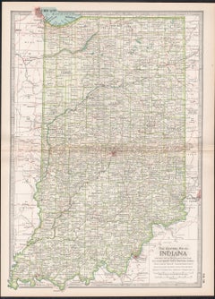 Indiana. USA. Century Atlas state antique vintage map