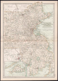 Massachusetts, Eastern Part. USA. Century Atlas state antique vintage map