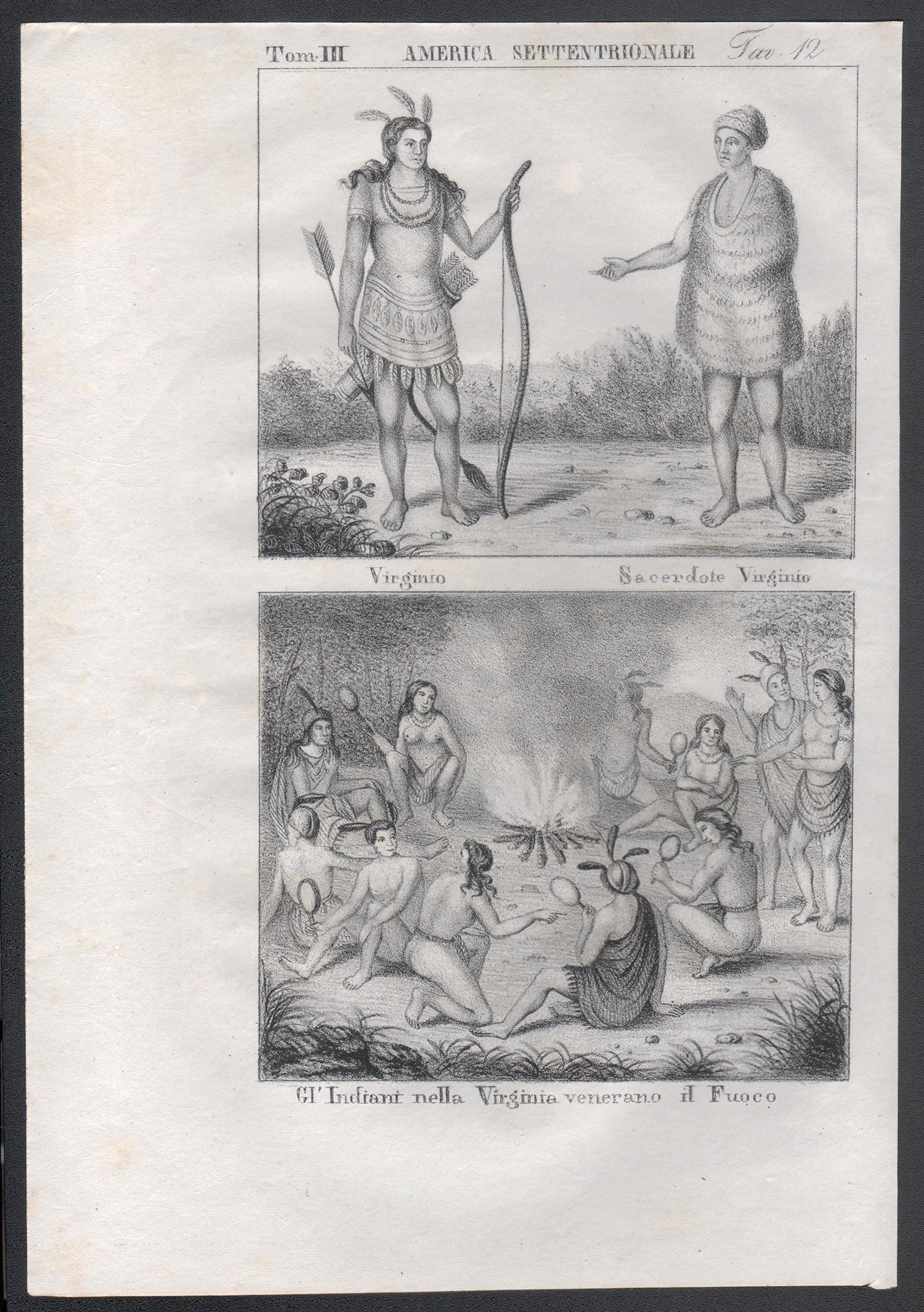 Indigenous People, Virginia, America, mid 19th century lithograph. - Print by Unknown