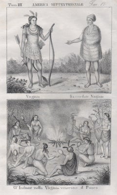 Popolo indigeno, Virginia, America, litografia della metà del XIX secolo.