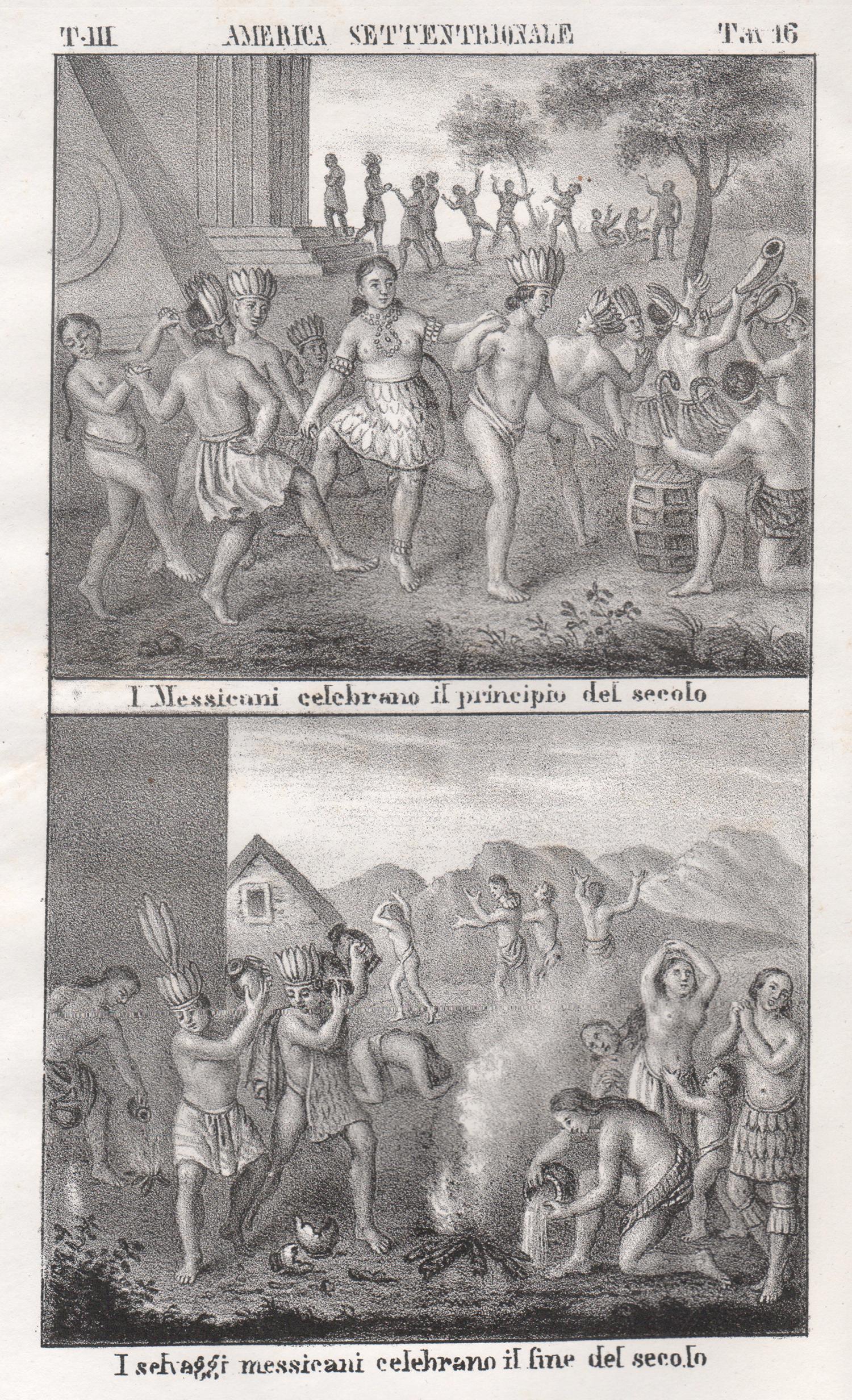 Indigenous Peoples celebrating, Mexico, America, mid 19th century lithograph.
