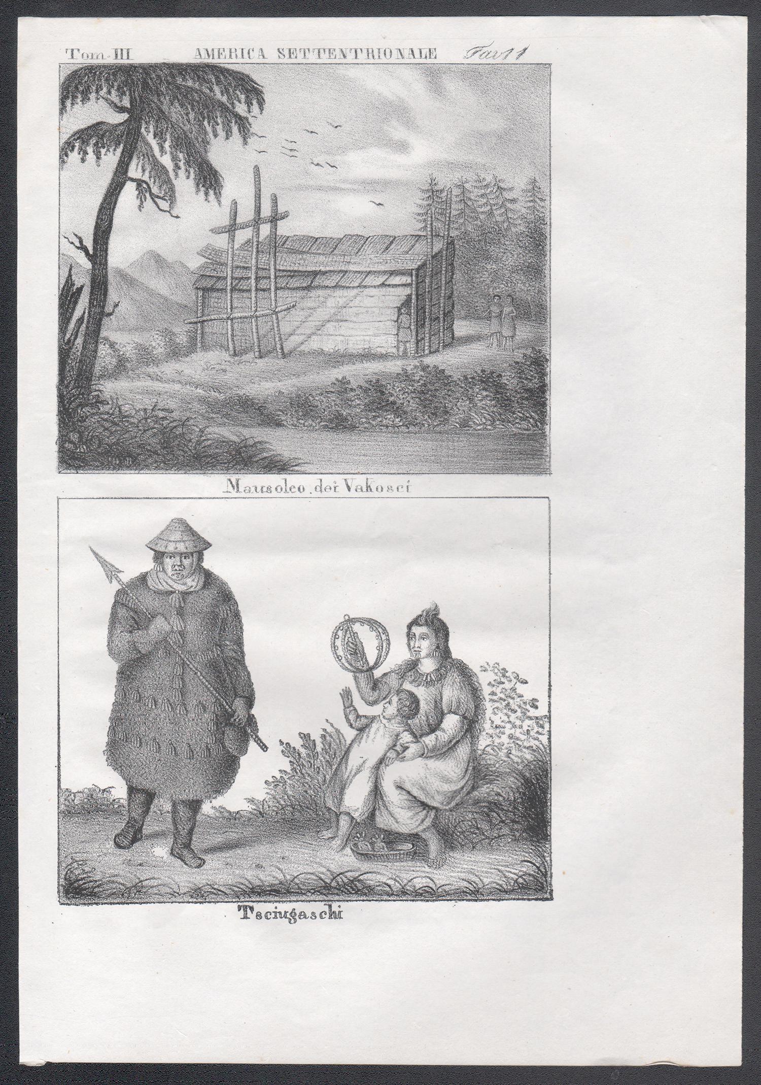 Indigenous Peoples of Prince William Sound, America, 19th century lithograph. - Print by Unknown