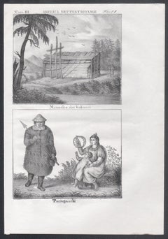 Indigenous Peoples of Prince William Sound, America, 19th century lithograph.