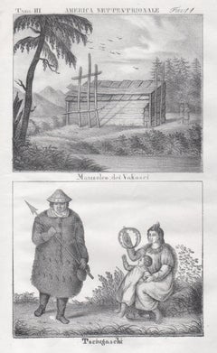 Popolazioni indigene del Prince William Sound, America, litografia del XIX secolo.