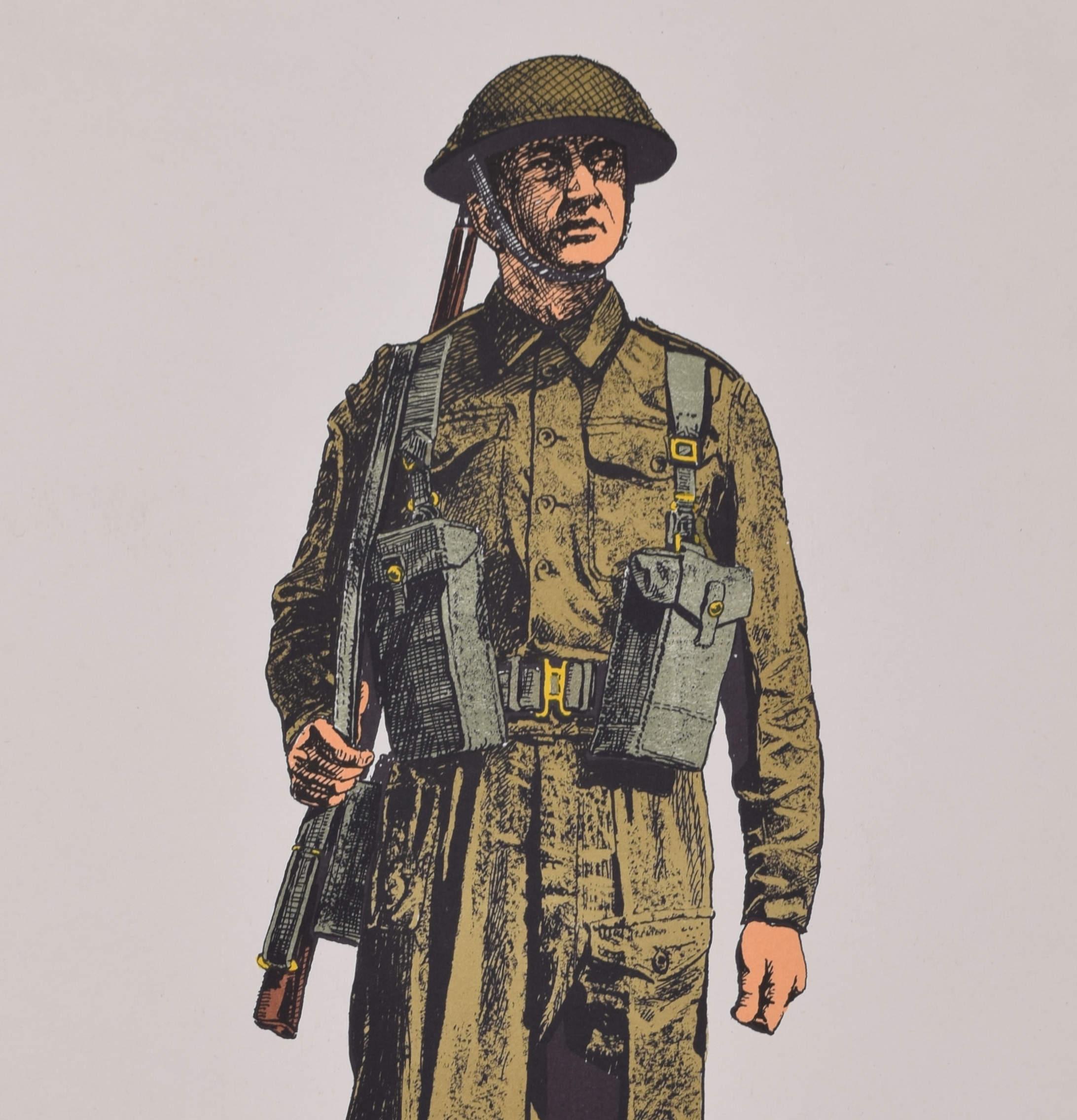 Infantryman British Army Institute of Army Education WW2 uniform lithograph - Print by Unknown