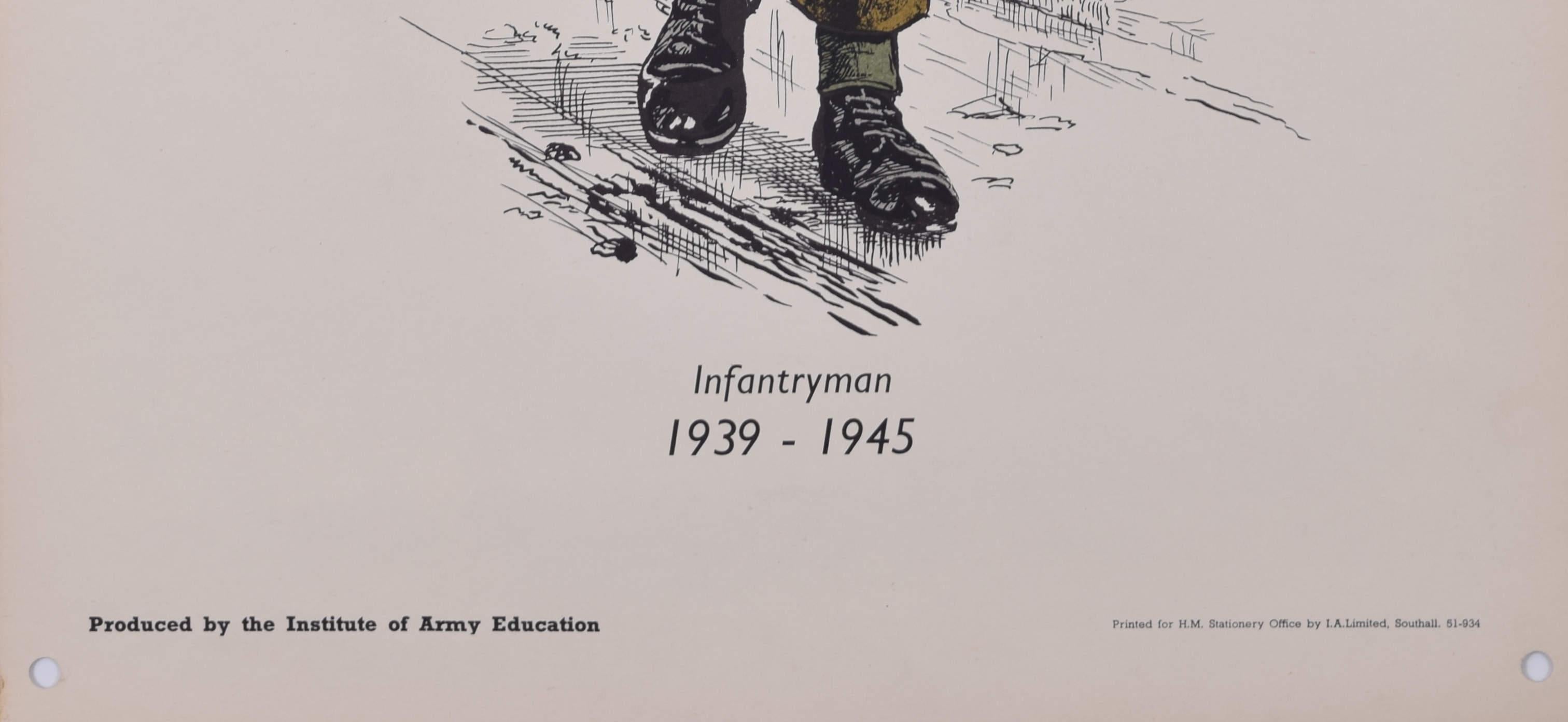 Infantryman British Army Institute of Army Education WW2 Uniform-Lithographie im Angebot 1